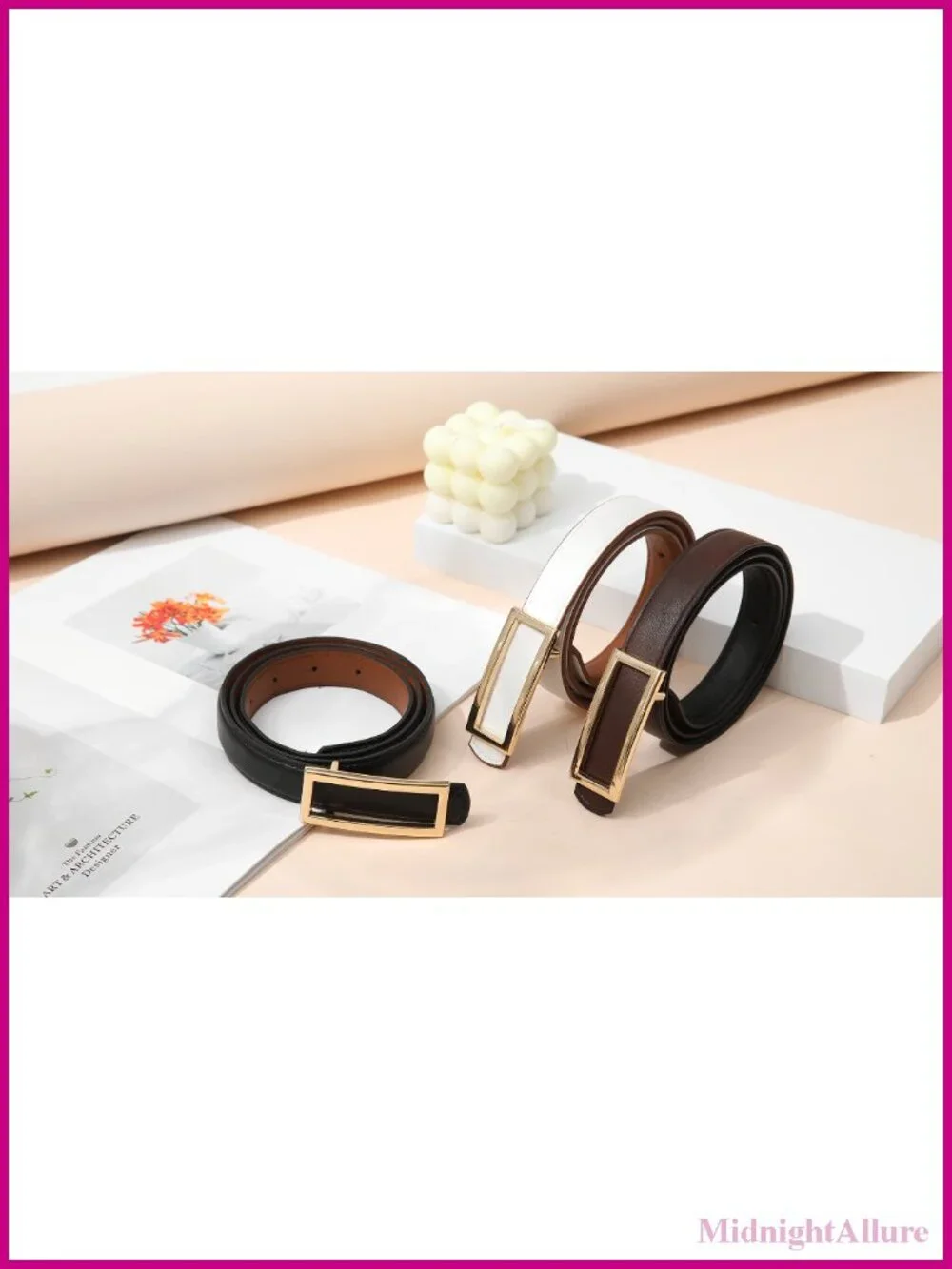 Reversible Skinny PU Leather Belt 2-in-1 Adjustable Women's Jeans Belt
